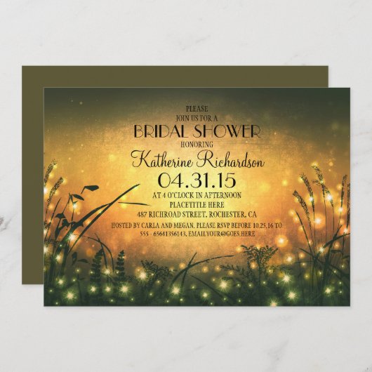 Tuinverlichting Rustiek Bruids Douche Uitnodiging (Voorkant / Achterkant)