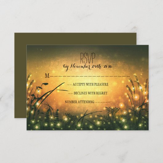 tuinverlichting zonsondergang bruiloft RSVP kaarte (Voorkant / Achterkant)
