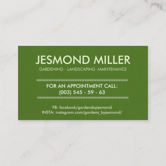 Tuinverzorging Visitekaartje (Achterkant)