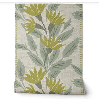 Tuinvijg - lijn groen vintage victoriaans behang
