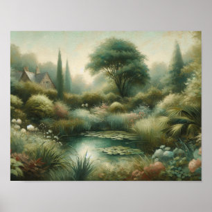 Tuinvijver Groene Planten Poster