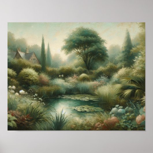  Tuinvijver Groene Planten Poster (Voorkant)