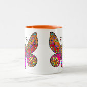 Tuinvlinder Oranje Roze Geel Tweekleurige Koffiemok (Center)