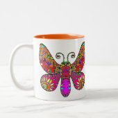 Tuinvlinder Oranje Roze Geel Tweekleurige Koffiemok (Links)