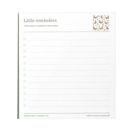 Tuinvlinders Herinneringschecklist Notitieblok (Voorkant)