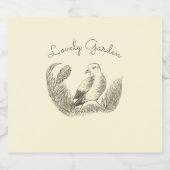  Tuinvogel – Monochrome Elegante Bloemen Sparkling Wijnetiket (Enkel label)