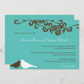 Tuinvogels blauwgroen moderne elegantie bruiloft kaart (Voorkant / Achterkant)