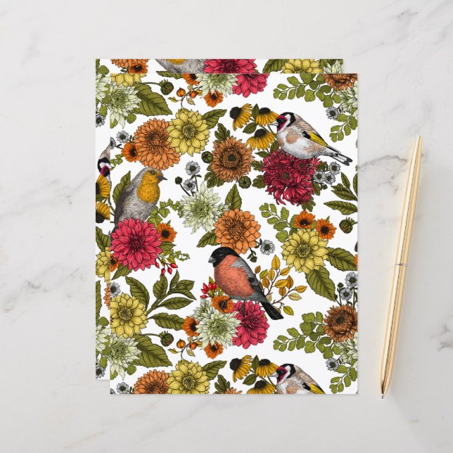 Tuinvogels en bloemen 1 (Voorkant / Achterkant in situ)