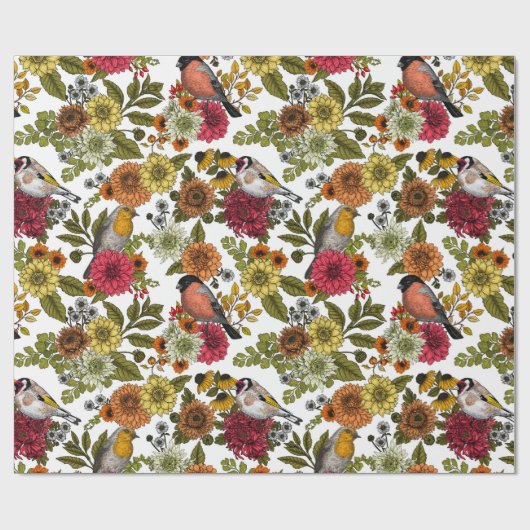 Tuinvogels en bloemen 1 cadeaupapier (Vlak)