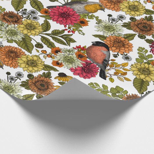 Tuinvogels en bloemen 1 cadeaupapier (Hoek)