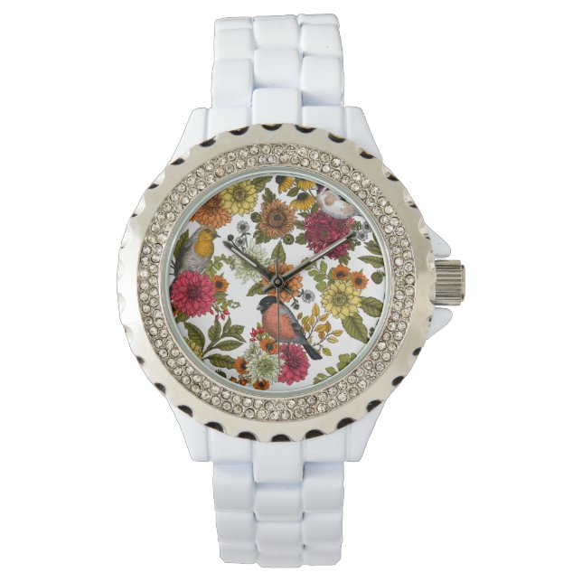 Tuinvogels en bloemen 1 horloge (Voorkant)