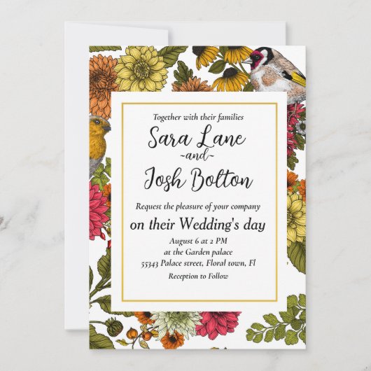 Tuinvogels en bloemen 1 kaart (Voorkant)