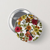 Tuinvogels en bloemen 1 ronde button 5,7 cm (Voorkant /achterkant)