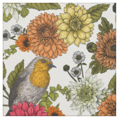 Tuinvogels en bloemen 1 stof (Swatch)