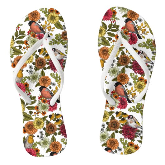 Tuinvogels en bloemen 1 teenslippers (Voetbed)