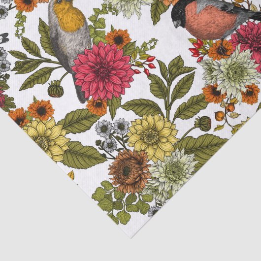Tuinvogels en bloemen 1 tissuepapier (Detail)