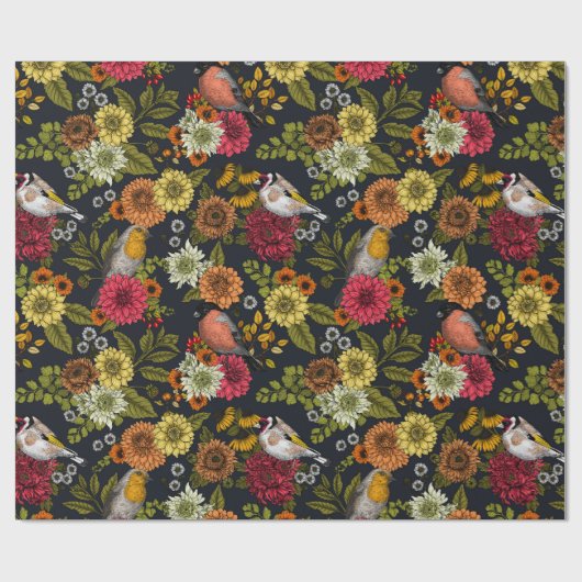 Tuinvogels en bloemen 2 cadeaupapier (Vlak)