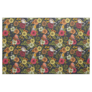Tuinvogels en bloemen 2 stof