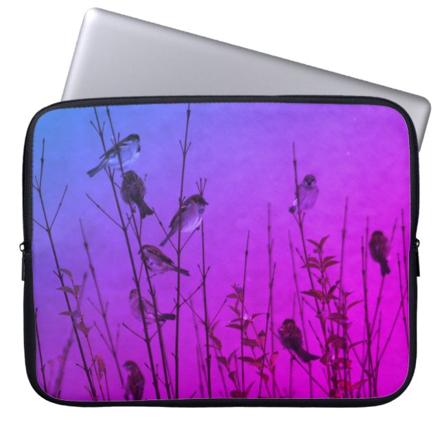 Tuinvogels Foto Paars filter Laptop Sleeve (Voorkant)