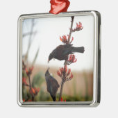 Tuinvogels op Nieuw-Zeelandse vlas Metalen Ornament (Links)