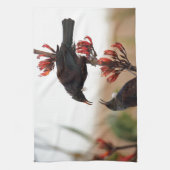 Tuinvogels op Nieuw-Zeelandse vlas Theedoek (Verticaal)