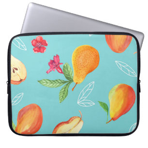 Tuinvruchten: Waterverf blauw. Laptop Sleeve