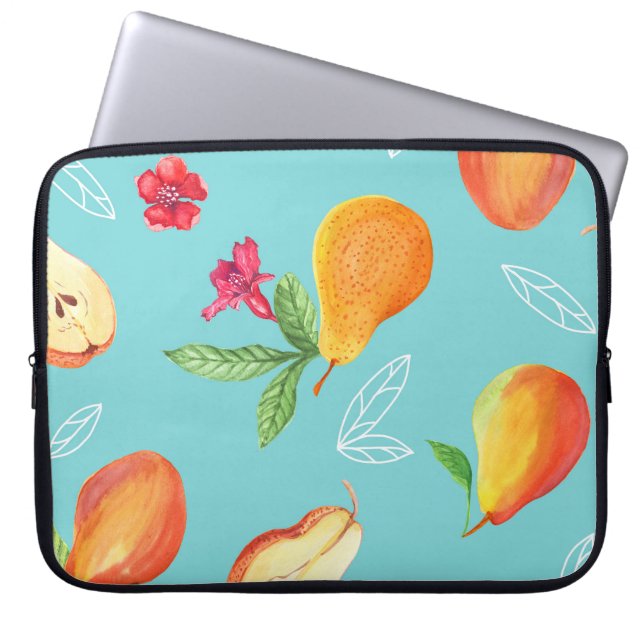 Tuinvruchten: Waterverf blauw. Laptop Sleeve (Voorkant)