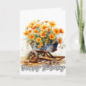 Tuinwagen vol mooie verse bloemen kaart (Voorkant)