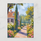 tuinwandeling | Olieverfschilderij Bloemenpad Briefkaart (Voorkant)