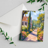 tuinwandeling | Olieverfschilderij Bloemenpad Briefkaart