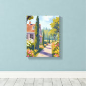 tuinwandeling | Olieverfschilderij Bloemenpad Canvas Afdruk (Insitu (Houten vloer))