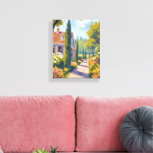tuinwandeling | Olieverfschilderij Bloemenpad Canvas Afdruk (Insitu (Woonkamer))