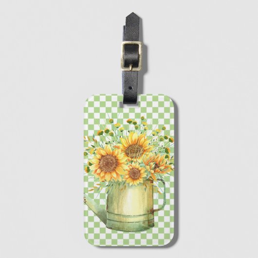 Tuinwater kan zonnebloemen bagagelabel (Voorkant (verticaal))