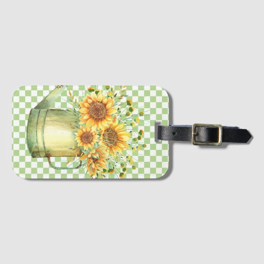 Tuinwater kan zonnebloemen bagagelabel (Voorkant (horizontaal))