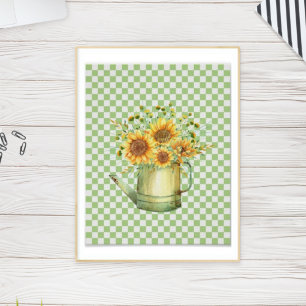 Tuinwater kan zonnebloemen poster
