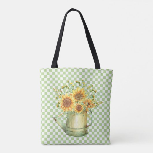 Tuinwater kan zonnebloemen tote bag (Achterkant)