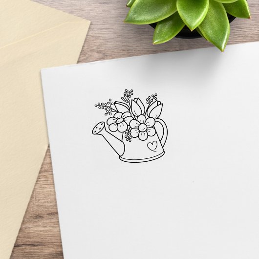 Tuinwater met bloemen 2 rubberstempel