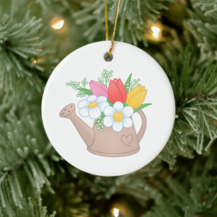 Tuinwater met bloemen keramisch ornament