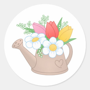 Tuinwater met bloemen ronde sticker