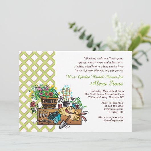 Tuinwerktuigen Bridal Shower Invitation Kaart (Staand voorkant)