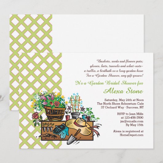 Tuinwerktuigen Bridal Shower Invitation Kaart (Voorkant / Achterkant)
