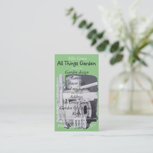 tuinwerktuigen voor het schilderen van tuinbouwwer visitekaartje (Staand voorkant)