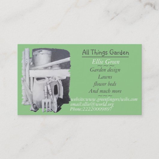 tuinwerktuigen voor het schilderen van tuinbouwwer visitekaartje (Voorkant)