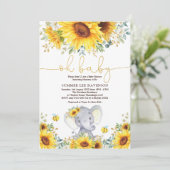 Tuinzonnebloemen Elefant Neutraal Baby shower Kaart (Staand voorkant)