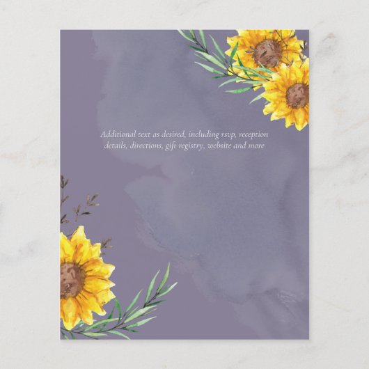 Tuinzonnebloemen Paars Rustic Boho Wedding (Achterkant)