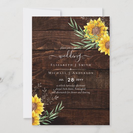 Tuinzonnebloemen Rustic Wood Wedding (Voorkant)