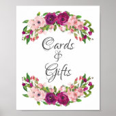 Tuiteer & Marsala Bloem Bruidsfeest Kaarten & Cade Poster (Voorkant)