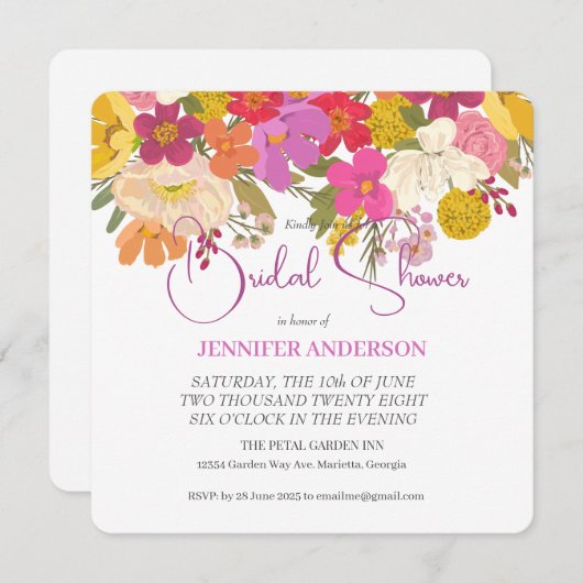 Tuitelijke zomertuin bruiloftsshower uitnodiging (Voorkant / Achterkant)