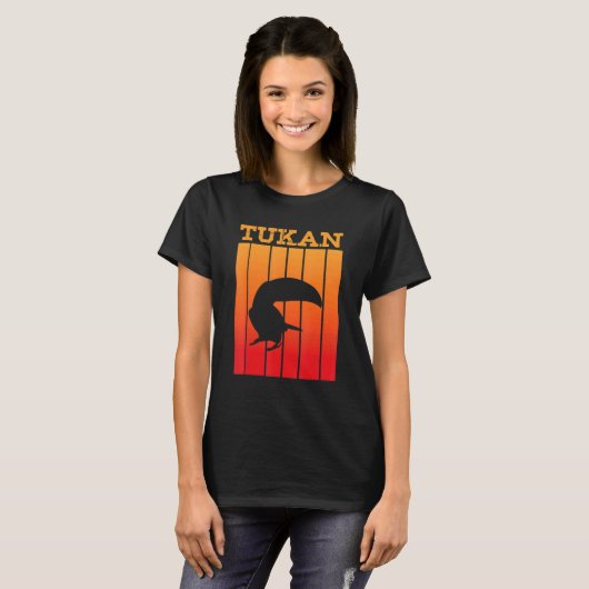 Tukan Shadow Silhouette op Sunset T-shirt (Voorkant volledig)