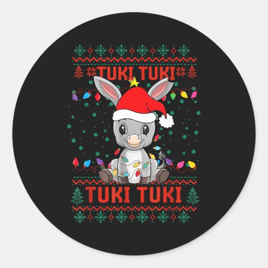 Tuki Tuki Santa Hat Spanish Mexican Christmas Swea Ronde Sticker (Voorkant)